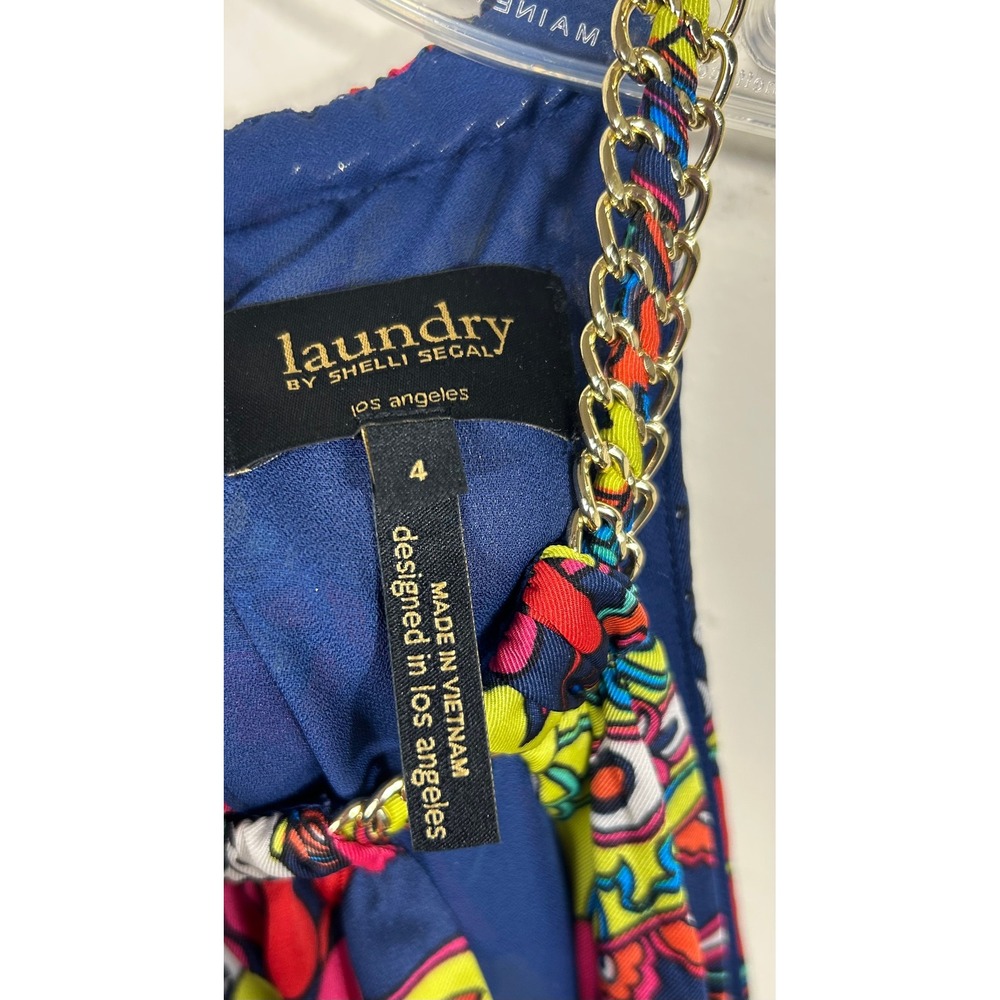 Laundry by Shelli Segal Floral Halter Chain Maxi Dress Women's 4 Garden Party - Picture 6 of 14
